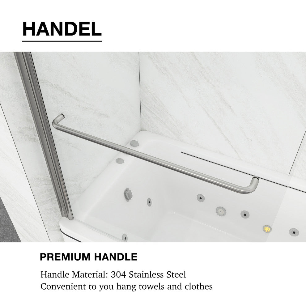 34" W x 58" H Pivot Tub Door, Clear Tempered Glass, Chrome