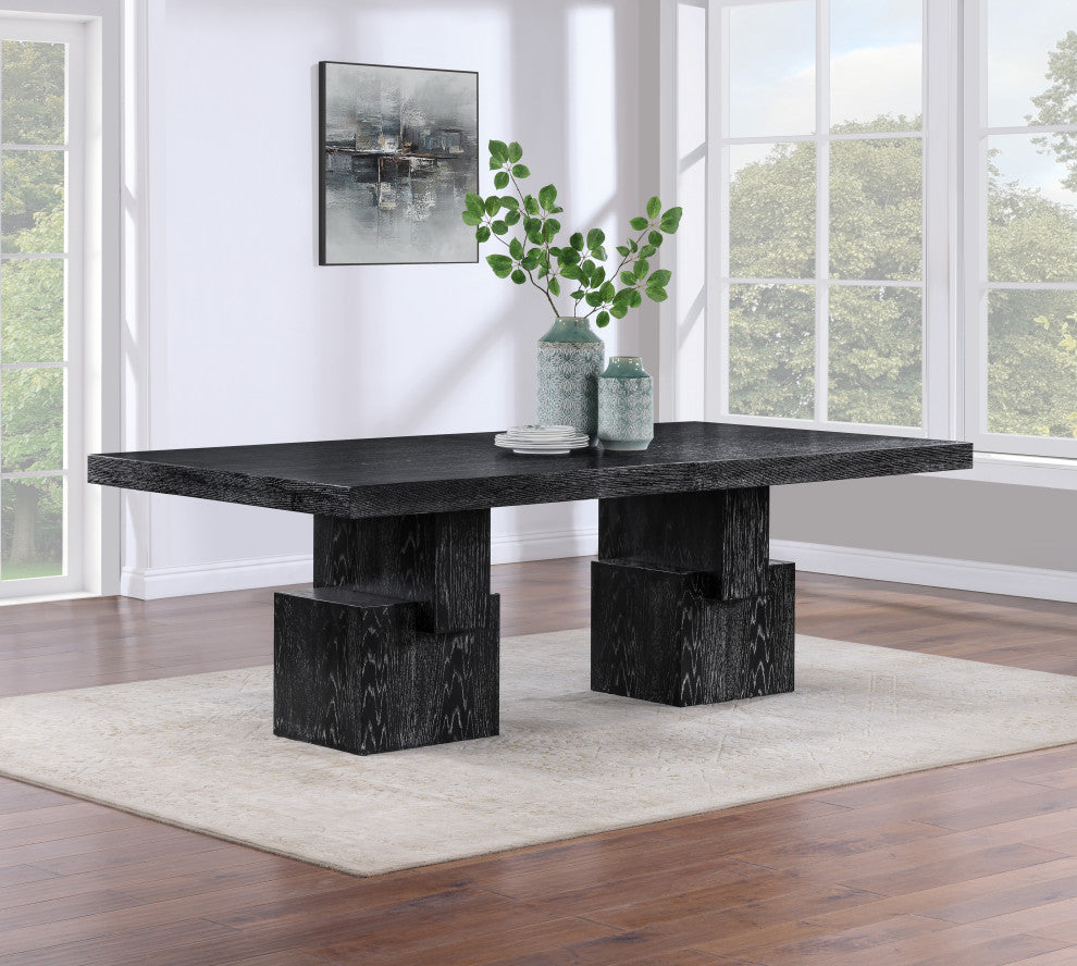 Anzio Oak Veneer Dining Table, Black