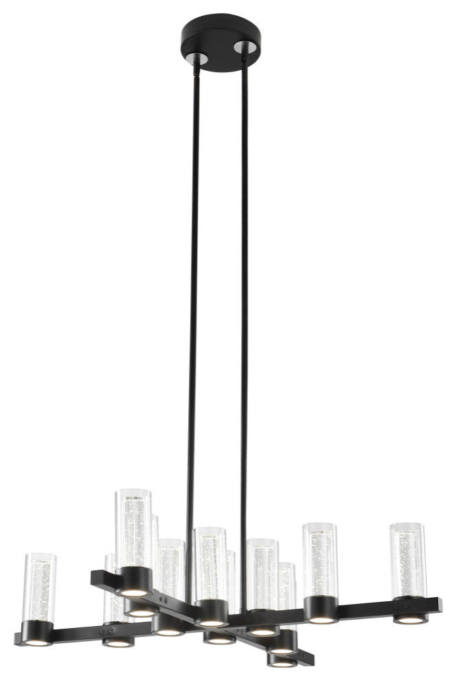 Victory 12 Light Dimmable Crystal Chandelier, Matte Black