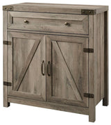 Pemberly Row Farmhouse Engineered Wood Barn Door Accent Cabinet in Gray Wash