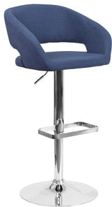 Erik Contemporary Vinyl Adjustable Height Barstool with Rounded Mid-Back, Blue F