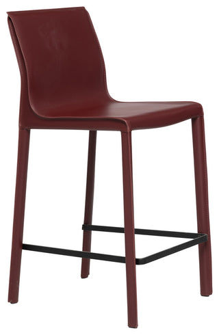 Elite Living Stan Leather 26" Counter Height Bar Stool, Deep Red