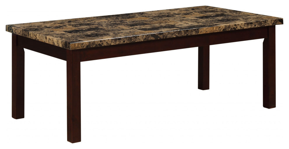 48" X 24" X 18" 3pc Faux Marble And Cherry Coffee And End Set
