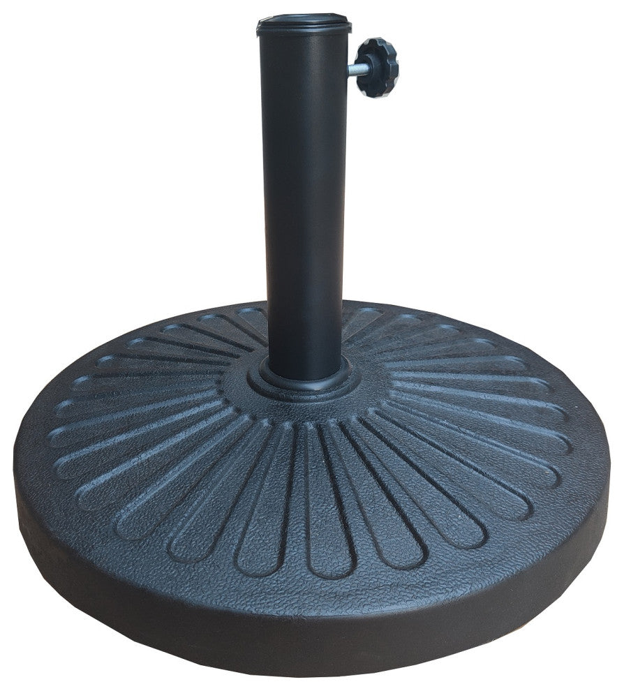 9' Black/White Stripe Tilt Market Umbrella With Stand/Base Set