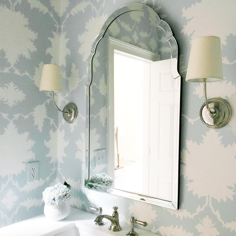 Gorgeous Frameless Venetian Arch Wall Mirror, Vanity Curved Glass Frame