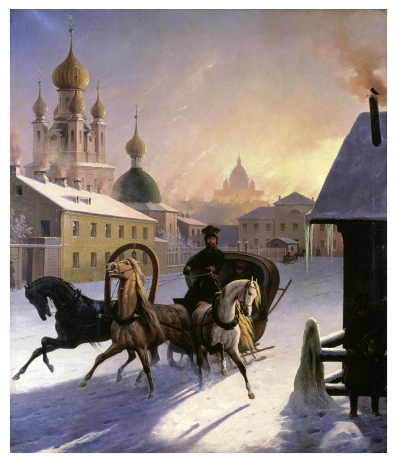 "Troika on St. Petersburg Street" Print by Carl von Hampeln, 21"x24"
