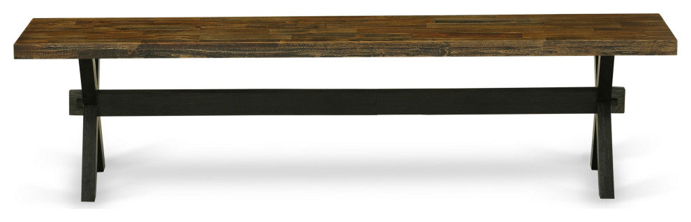 X-Style 15X72 In Dining Bench, Black Leg, Distressed Jacobean 418 Top Finish