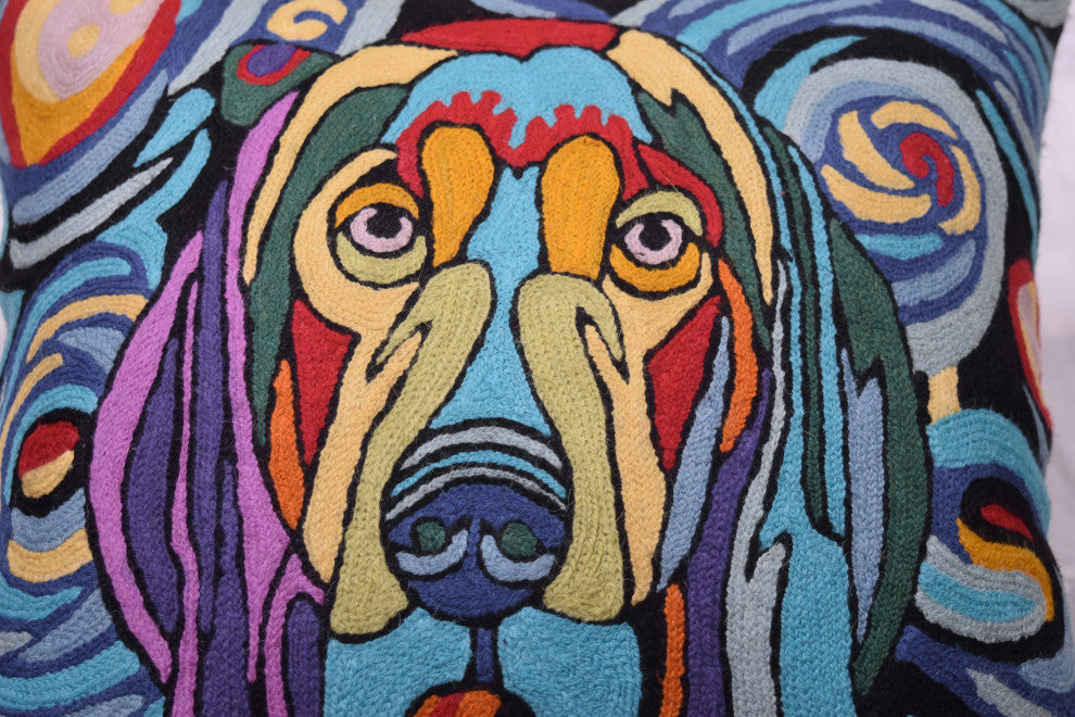 Picasso Dog Pillow Cover Starry Night Dog Pillowcase Hand Embroidered 18x18