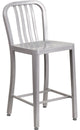 Brimmes 25" Metal Counter Stool Silver With Vertical Slat Back