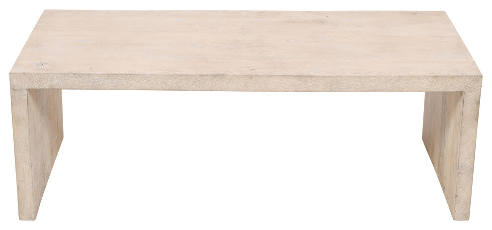 Mir 3-Piece Solid Wood Coffee and End Table Set, Brushed White Finish