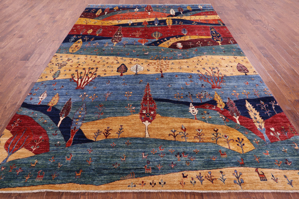 9' 0" X 12' 2" Tribal Persian Gabbeh Hand Knotted Wool Rug - Q12638