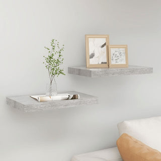 vidaXL Wall Shelves Floating Display Shelves for DVDs 2 Pcs Concrete Gray
