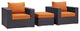 Espresso Orange Convene 3-Piece Outdoor Patio Sofa Set