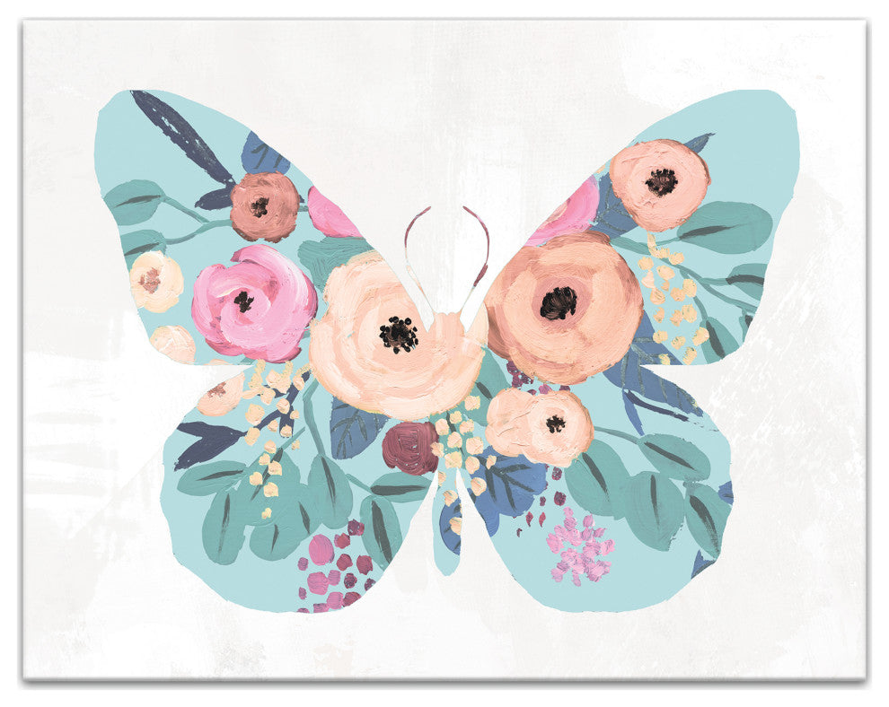 Floral Butterfly 14x11 Canvas Wall Art