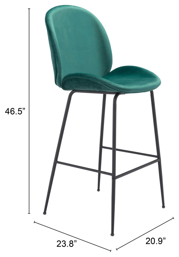 Bar Stool Chair Barstool, Steel Metal, Fabric, Green, Black, Cafe Bistro