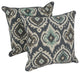 18" Corded Throw Pillows With Inserts, Blue and Black, Set of 2