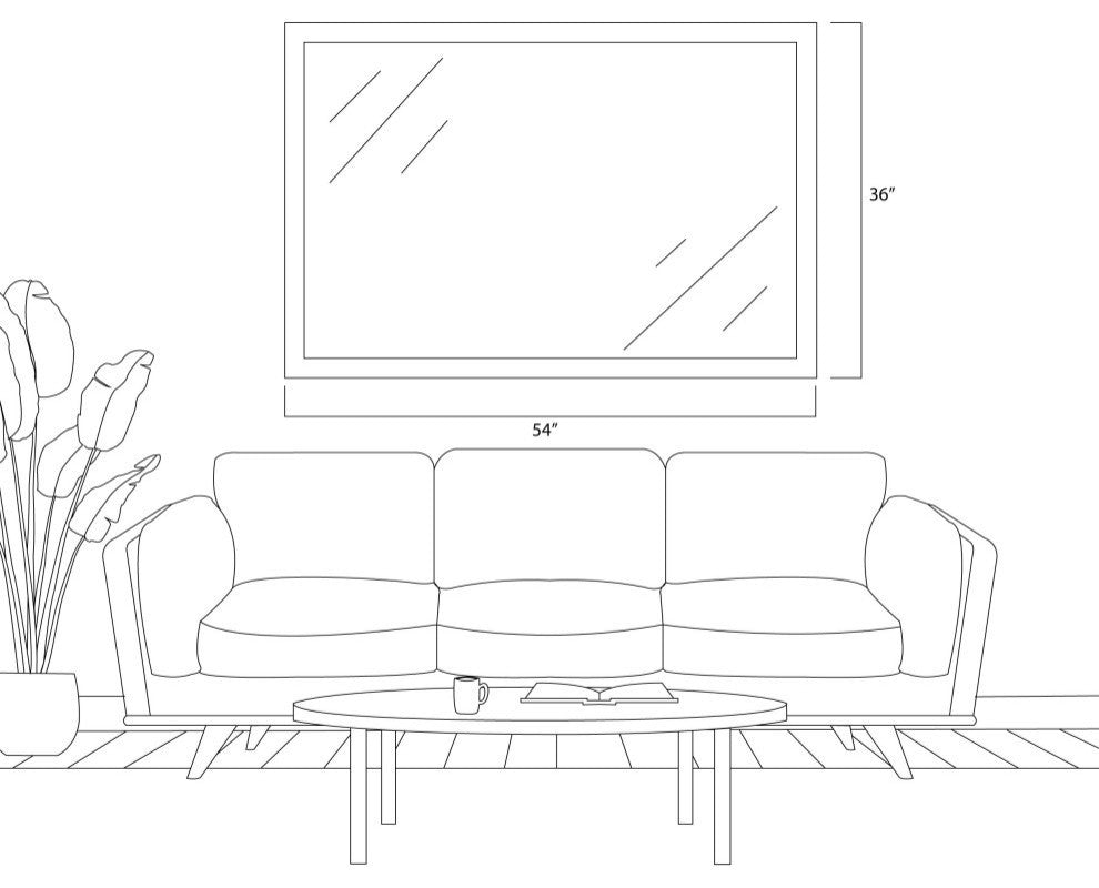 Meade Framed Wall Mirror, Silver, 36"x54"