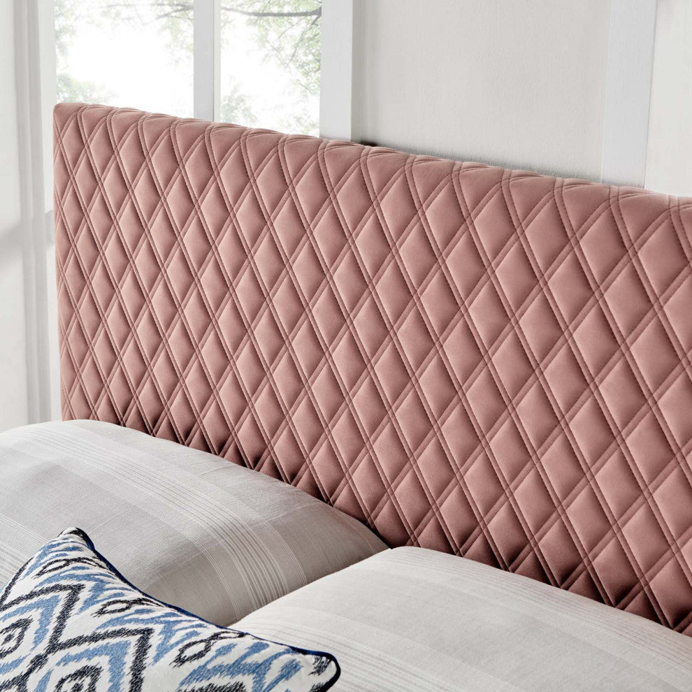Headboard, King Size, Velvet, Pink, Modern Contemporary, Bedroom Master Suite