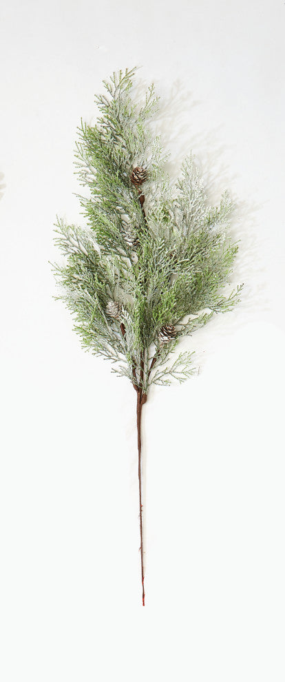 29" Frosted Cedar Spray With Cones, Set of 3