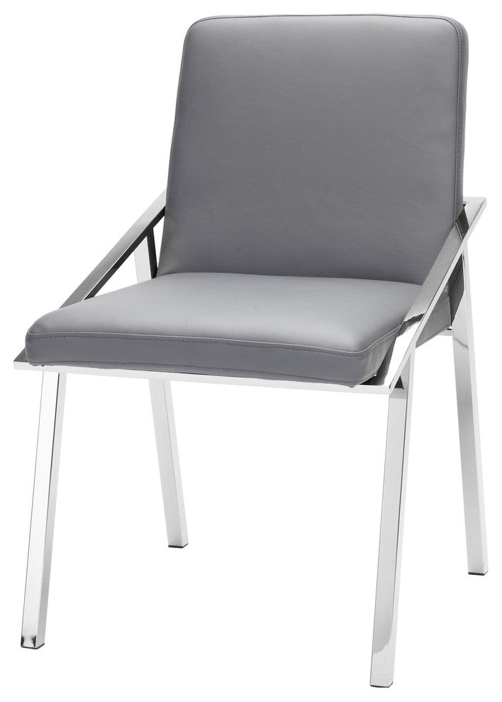 Nika Dining Chair, Seat: Gray, Base: Polished Stainless