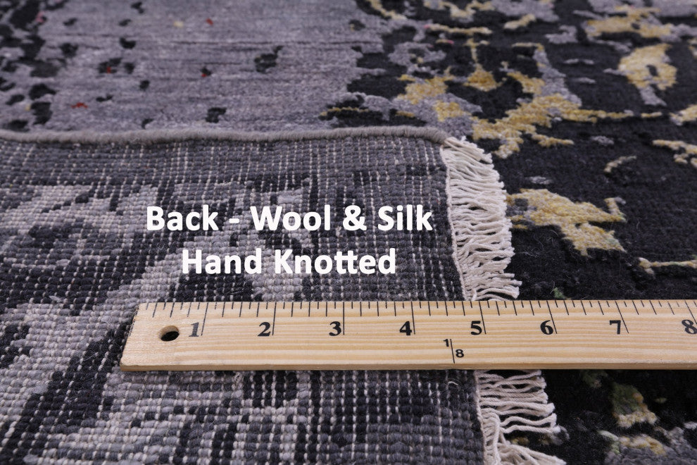 Wool and Silk Modern Hand Knotted Rug 8' 2" X 10' 4" Q8494