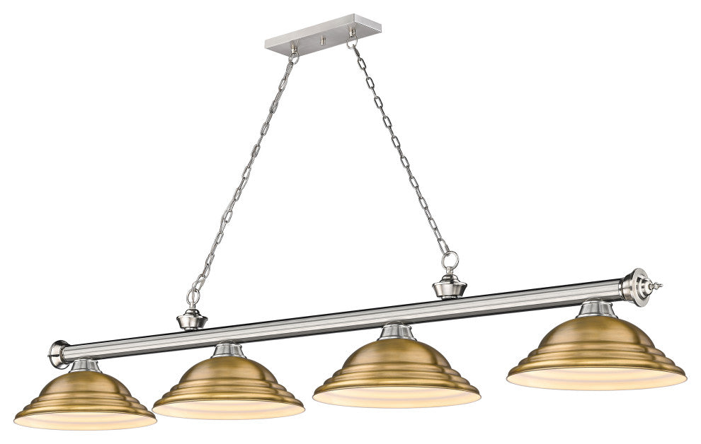 Zlite 2306-4BN-SRB 4-Light Billiard, Rubbed Brass
