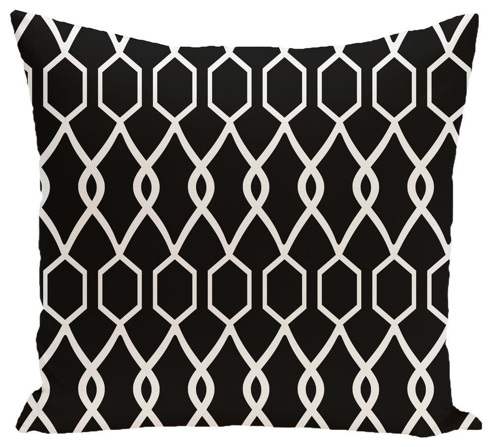 Charleston Geometric Print Pillow, Raven, 18"x18"