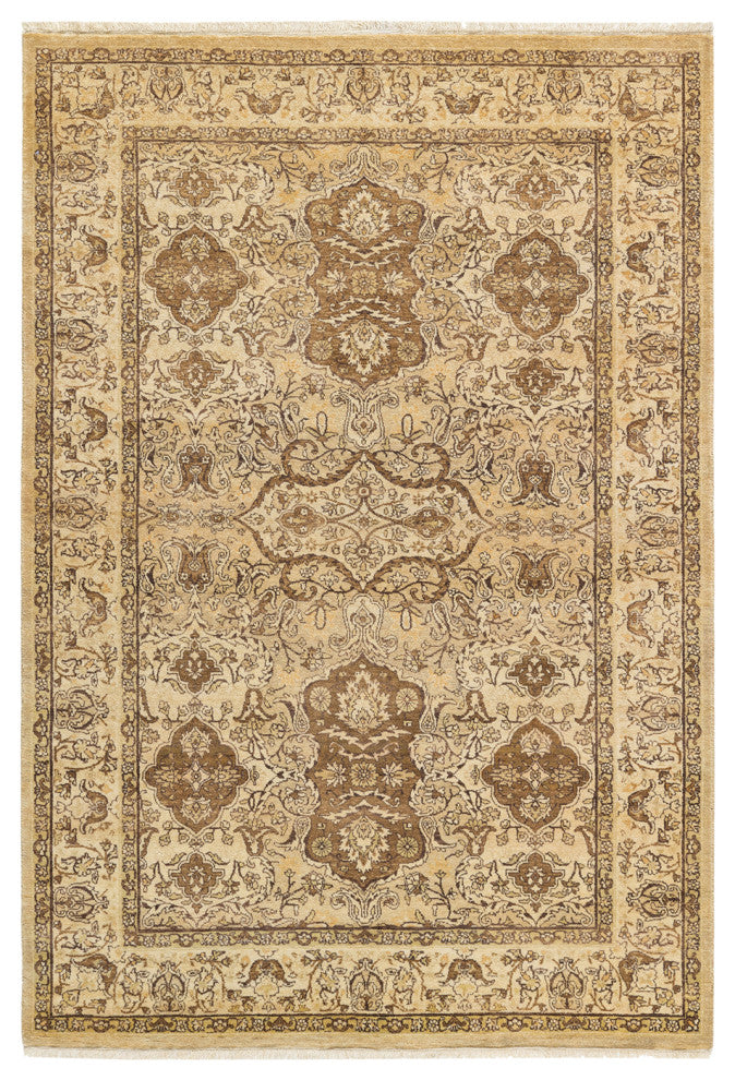 Mogul, One-of-a-Kind Hand-Knotted Area Rug Yellow, 4'3"x6'3"