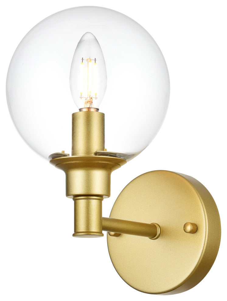 1 Light Brass And Clear Bath Sconce