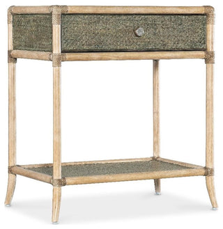 Retreat Wood Pole Rattan Bedside Table in Beige by Hooker Furniture