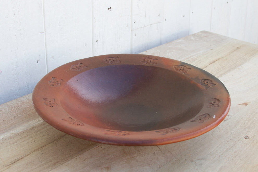 French Fish Engraved Clay Bowl