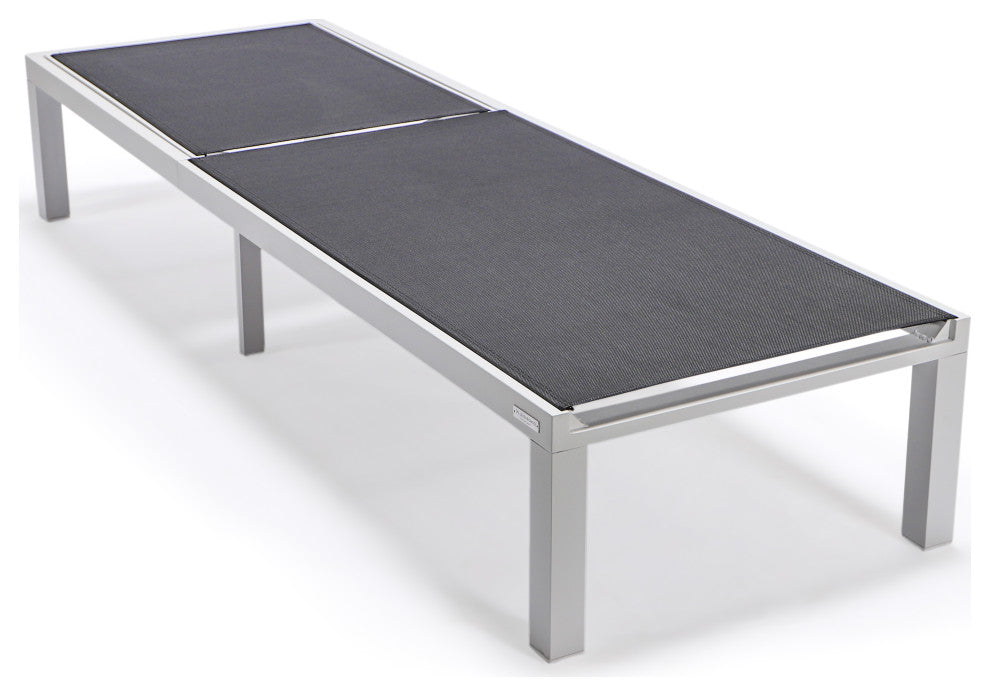 LeisureMod Marlin Patio Chaise Lounge Chair With White Frame, Black