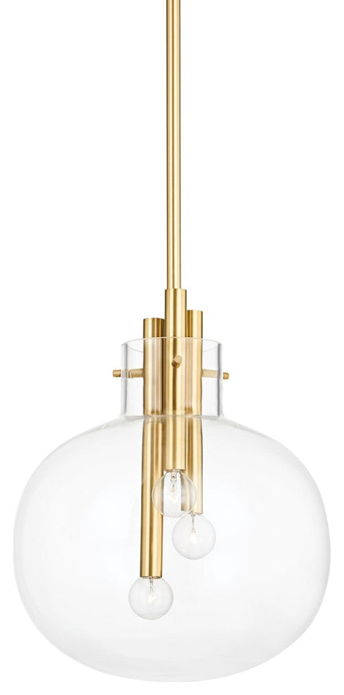 Hempstead Small 3-Light Pendant Aged Brass
