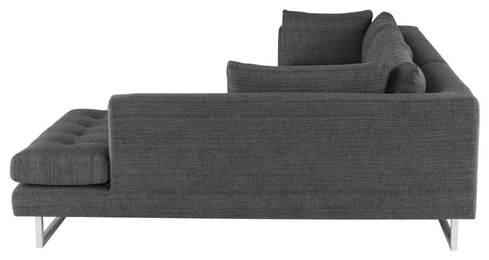 Janis Sectional Sofa Right Hand Facing in Dark Grey Wool Tweed by Nuevo