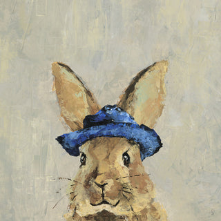 "Blue Hat Rabbit" Painting Print on Wrapped Canvas, 48"x48"