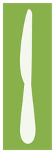 "Mealtime: White on Green - Knife" Digital Paper Print by BG.Studio, 26"x74"