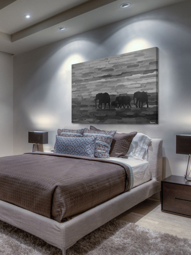 "Pachyderm Family" Print on Canvas, 24"x16"