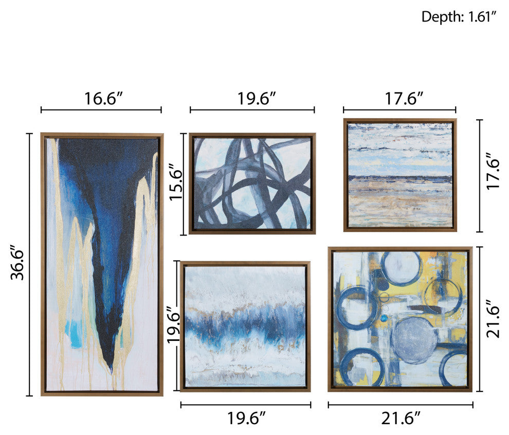 Madison Park Blue Bliss Gallery Art, 5-Piece Set