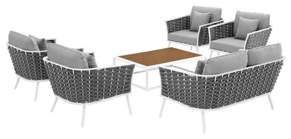 Stance 6 Piece Outdoor Patio Aluminum Sectional Sofa Set