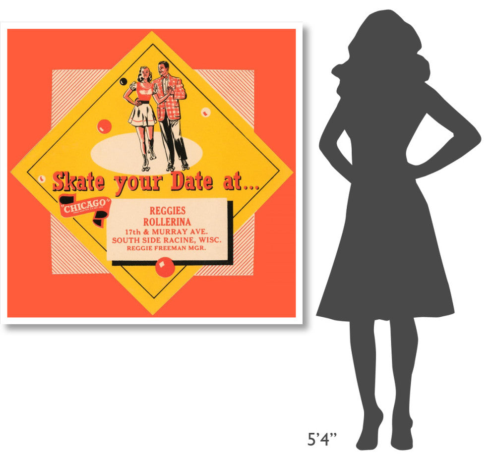 "Skate Your Date" Digital Paper Print by Retrorollers, 46"x46"