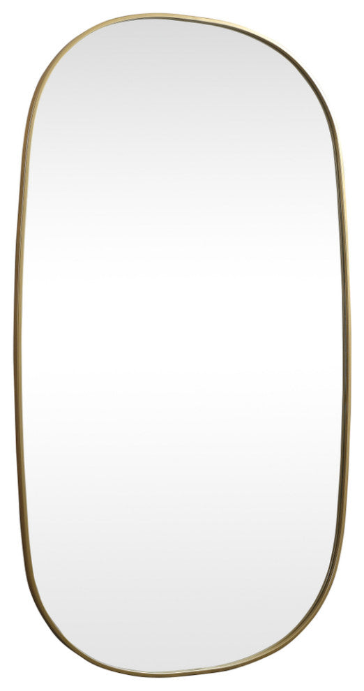 Home Living Metal Frame Oval Mirror 36x60 Inch, Brass