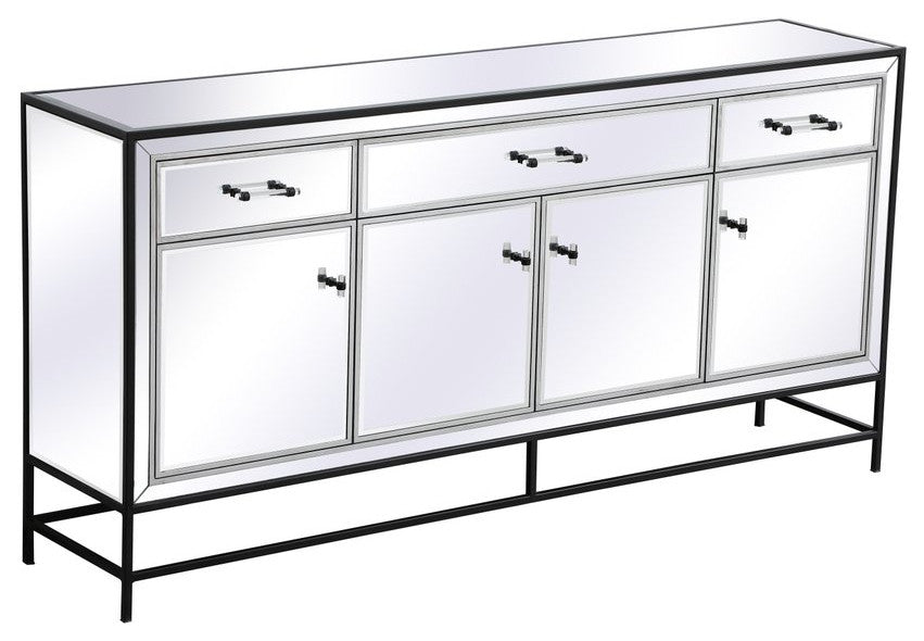 Jesse 72" Mirrored Credenza, Black