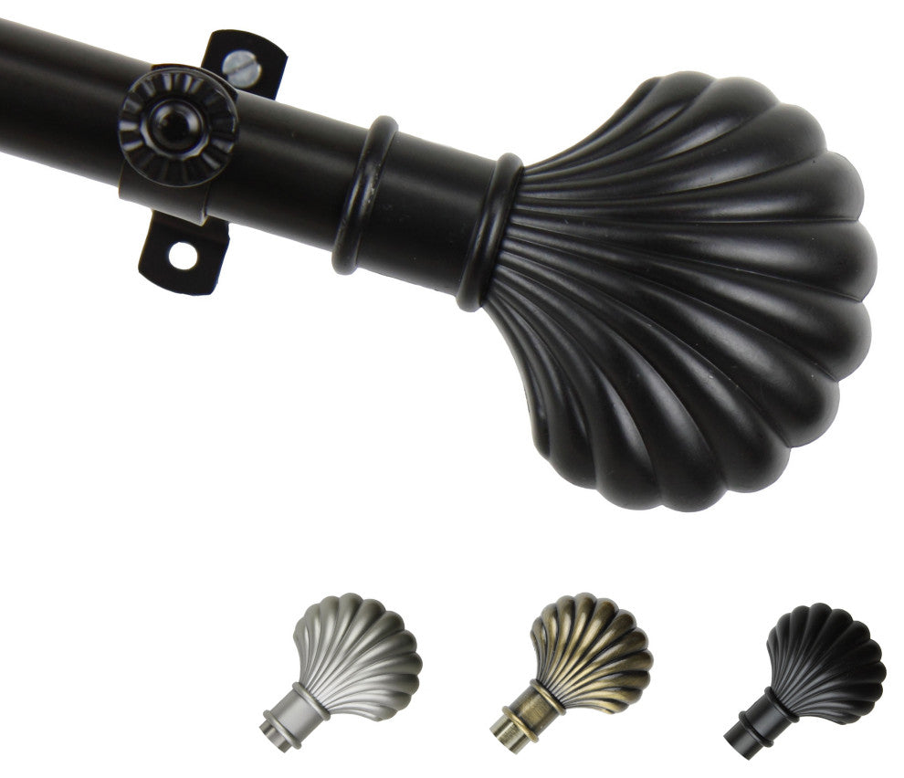 Indie 13/16" Diameter Curtain Rod, Black, 18-28"