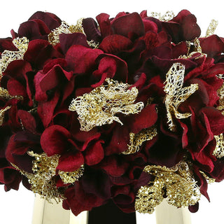 Red and Burgundy Hydrangea Holiday Arrangement Bundle
