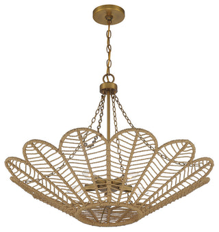 Cyperas 5-Light Pendant, Warm Brass and Rope