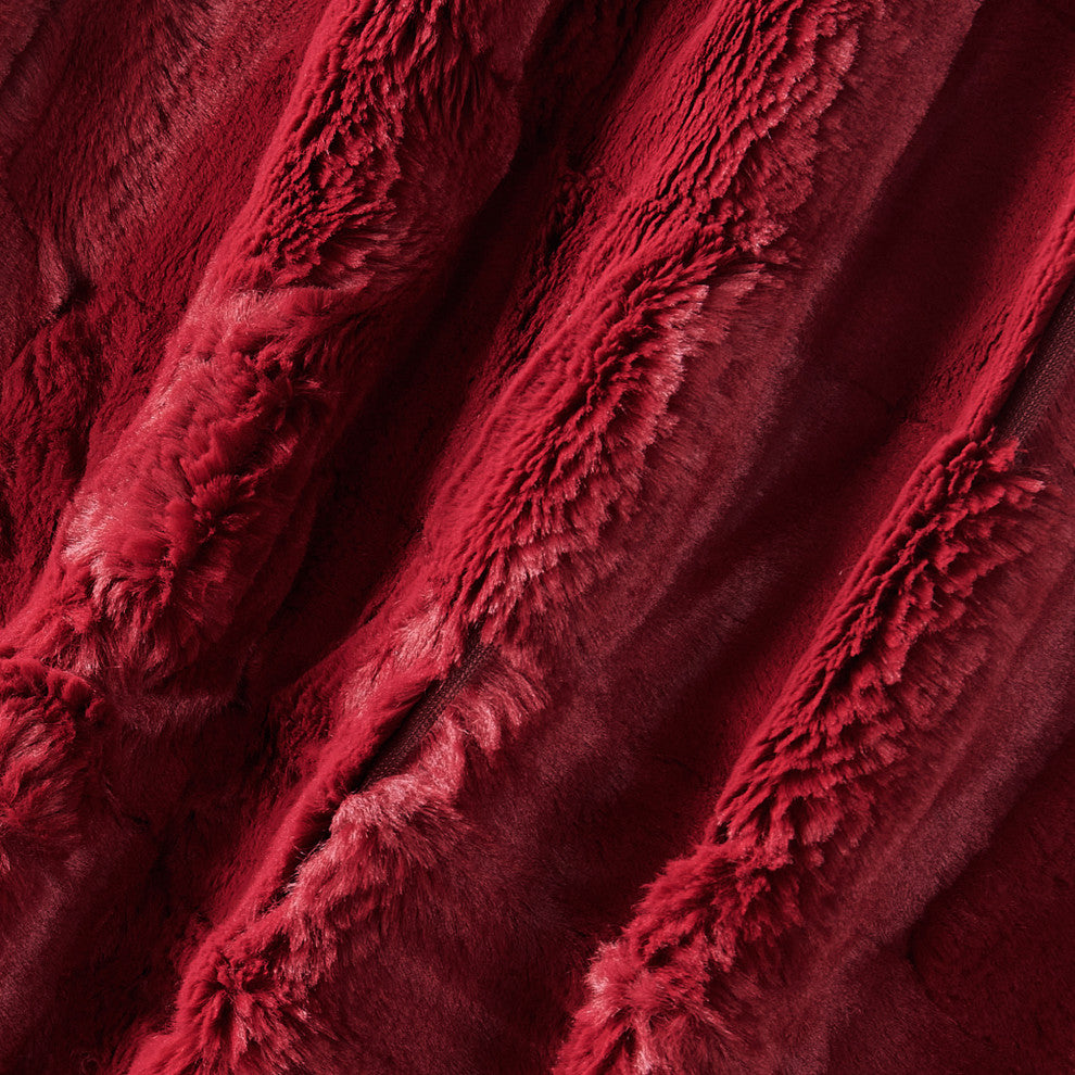 Kasaya Jacquard Supersoft Faux Fur Throw Blanket, Garnet, 50" X 60"