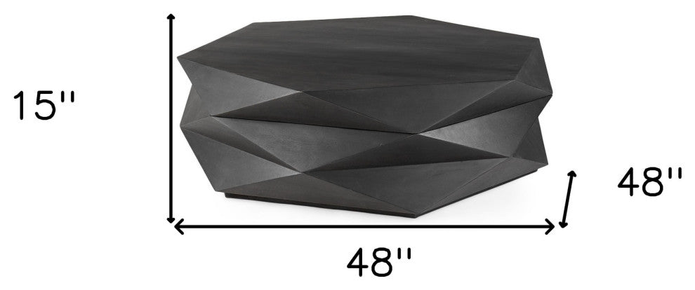 Mod Geometric Black Solid Wood Coffee Table