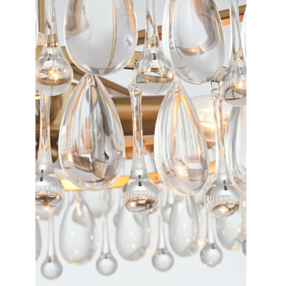Bonnie Brushed Brass 4-light Crystal Teardrop Round Chandelier