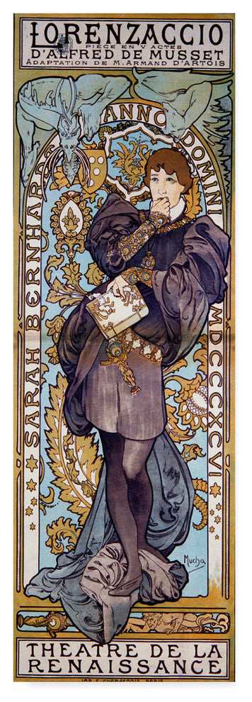 Alphonse Marie Mucha 'Poster For Lorenzaccio Alfred De Musset, 1896' Canvas Art