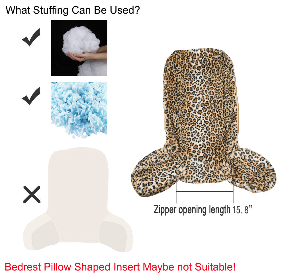 Home Soft Things Animal Pattern FauxFur Bedrest Shell, NO INSERT, Leopard, 28"x30" X17"